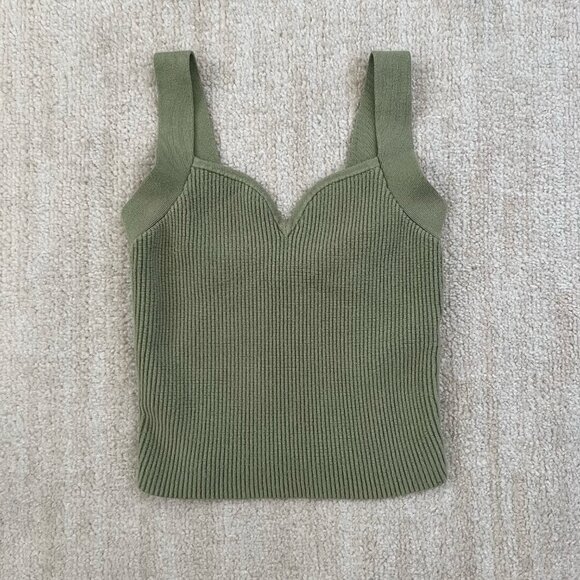 Abercrombie & Fitch Green Ribbed Knit Tank Top S - Picture 1 of 8